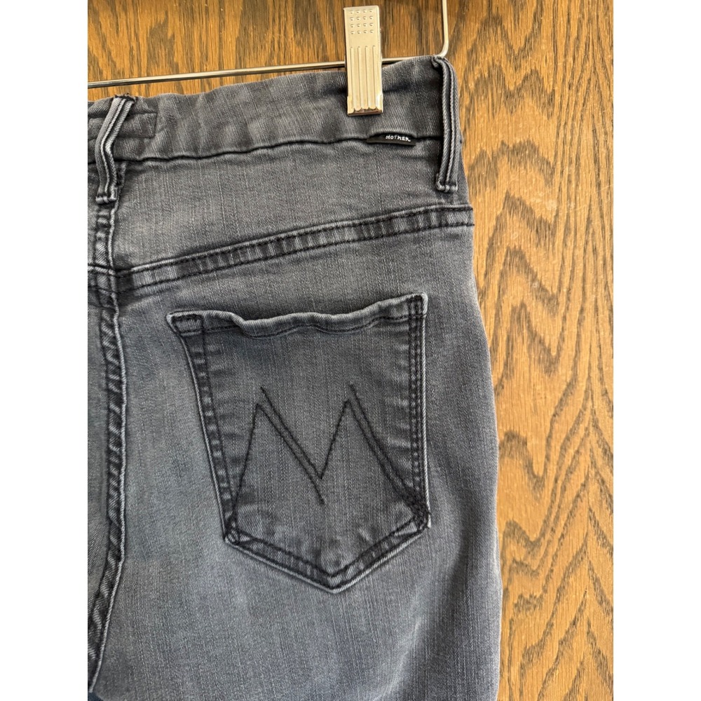 Mother High Waisted Looker Ankle Fray Jeans Grey Lighting Up Lanterns Size 26